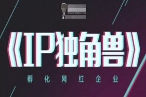 IP独角兽,孵化网红企业,ip教程