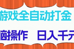 游戏全自动打金项目,无脑操作,日入千元,长期稳定收益