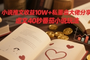 小说推文收益10W+私董会大佬分享,虐文40秒番茄小说玩法