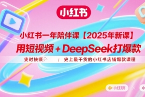 小红书一年陪伴课【2025年新课】,用短视频+deepSeek打爆款,史上最干货的小红书店铺爆款课程