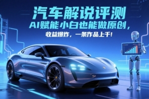 抖音汽车解说评测赛道,AI赋能小白也能做原创,收益爆炸,一条作品上千