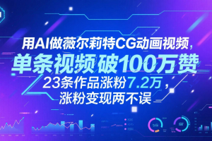用AI做薇尔莉特CG动画视频,单条视频破100万赞,23条作品涨粉7.2万,涨粉变现两不误