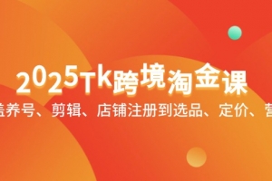 2025Tk跨境淘金课:涵盖养号、剪辑、店铺注册到选品、定价、营销等