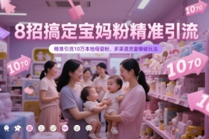 8招搞定宝妈粉精准引流,精准引流10万本地母婴粉,多渠道流量爆破玩法