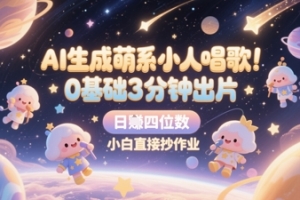 AI生成萌系小人唱歌,0基础3分钟出片,28个作品涨粉8.9W,单条最高19W赞,日入四位数,小白直接抄作业
