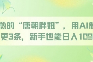 治愈的“唐朝胖妞”,用AI制作日更3条,新手也能日入多张