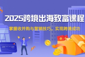 2025跨境出海致富课程,掌握收并购与营销技巧,实现跨境成功