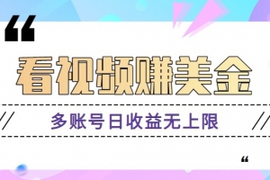 看视频赚美金项目,手机可挂机操作,多账号日收益无上限