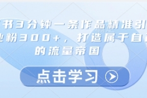 小红书3分钟一条作品精准引流创业粉300+,打造属于自己的流量帝国