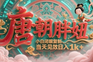 用AI克隆“唐朝胖妞”日更3条,平台疯狂推流,小白闭眼复制,当天见效,日入1k+
