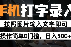 纯手机打字录入项目,按照图片的字输入即可 ,操作简单零门槛24小时都可以做