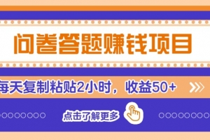 问卷答题赚钱项目新平台,新手小白也能操作,每天复制粘贴2小时,收益50+