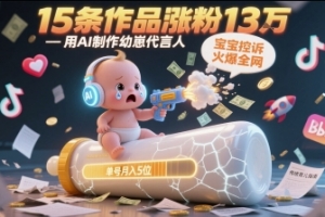 用AI制作幼崽代言人,宝宝的控诉火爆全网,15条作品涨粉13W,单号月入5位数实操教程