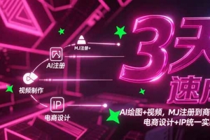 3天速成AI绘图+视频,MJ注册到商业应用,电商设计+IP统一实战指南