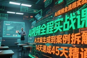 AI视频全流程实战课,从文案生成到案例拆解,14天速成45天精通