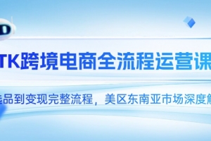 TK跨境电商全流程运营课,从选品到变现完整流程,美区东南亚市场深度解析