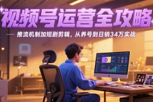 2025视频号运营全攻略,推流机制加短剧剪辑,从养号到日销34万实战