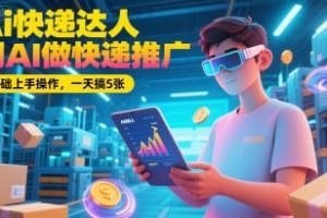 Ai快递达人,用AI做快递推广,0基础上手操作,一天搞5张
