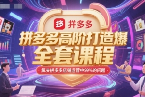 拼多多高阶打造爆款全套课程,解决拼多多店铺运营中99%的问题