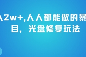 月入2w+,人人都能做的暴利项目,光盘修复玩法