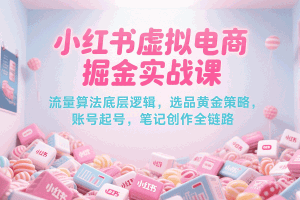 小红书虚拟电商掘金实战课,流量算法底层逻辑,选品黄金策略, 起号,笔记创作全链路