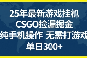 25年CSGO游戏搬砖,全自动挂G,不需要玩游戏,手机操作日入3张+
