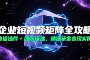 企业短视频矩阵全攻略,赛道选择+团队搭建,精准获客变现实操