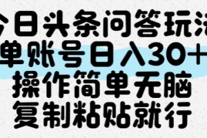 今日头条问答玩法,单账号日入30+,操作简单无脑复制粘贴就行