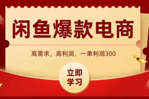 闲鱼高利润电商,入门到出单只需3小时,每天利润1000+