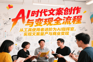 AI时代文案创作与变现全流程,从工具使用者进阶为AI指挥官,实现文案量产与商业变现