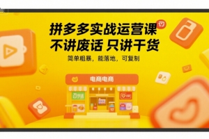 拼多多实战运营课,不讲废话只讲干货,简单粗暴,能落地,可复制