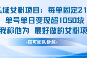 私域女粉项目:每单固定21块,单日变现超1k+,最好做的女粉项目