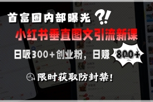 首富圈内部曝光小红书垂直图文引流新课,日吸300+创业粉,日入8张+,限时获取防封禁