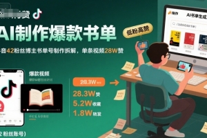AI制作爆款书单,抖音42粉丝博主书单号制作拆解,单条视频28W赞