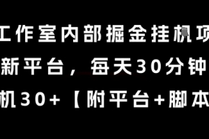 某工作室内部掘金挂G项目,新平台,每天30分钟,单机30+