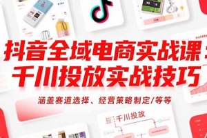 抖音全域电商实战课:千川投放实战技巧,涵盖赛道选择、经营策略制定/等等