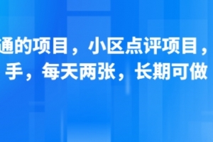 新跑通的项目,小区点评项目,动动手,每天两张,长期可做
