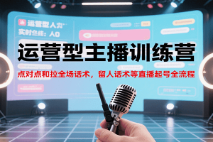 运营型主播训练营,点对点和拉全场话术,留人话术等直播起号全流程(更新7月)