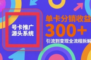号卡推广源头系统,单卡分销收益3张+,引流到变现全流程拆解