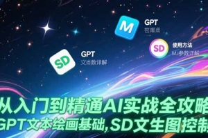 从入门到精通AI实战全攻略,GPT文本绘画基础,MJ参数详解,SD文生图控制