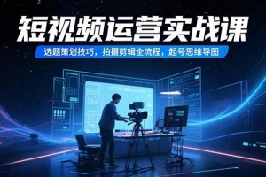 短视频运营实战课,选题策划技巧,拍摄剪辑全流程,起号思维导图