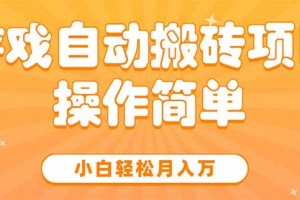 游戏自动搬砖项目,小白轻松月入万,操作简单