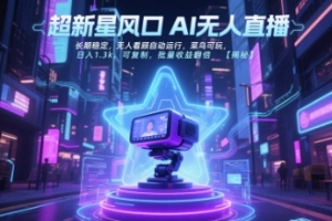 超新星风口无人直播,长期稳定,无人看顾自动运行,菜鸟可玩,日入1.3k,可复制,批量收益翻倍