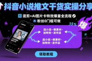 抖音小说推文干货实操分享,混剪+AI图片卡特效爆量全流程,0粉丝0门槛可做