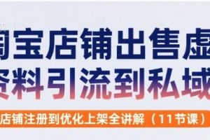 淘宝店铺出售虚拟资料引流到私域,从店铺注册到优化上架全讲解(11节课)