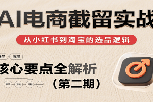 AI电商截留实战,小红书、淘宝等电商平台选品思路及核心要点(第二期)