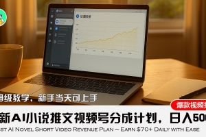 最新AI小说推文视频号分成计划,新手小白也能当天日入500+教程