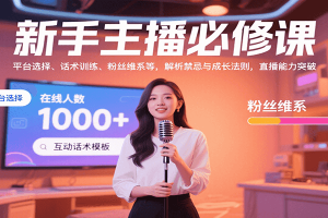 新手主播必修课:平台选择、话术训练、粉丝维系等,解析禁忌与成长法则,突破直播能力