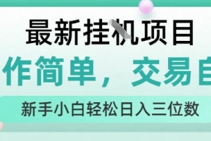 最新挂G项目,操作简单,交易自由,人人可上手,新手小白轻松日入三位数
