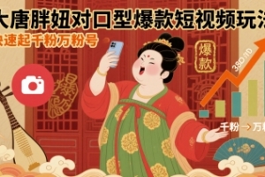 大唐胖妞对口型爆款短视频玩法,快速起千粉万粉号